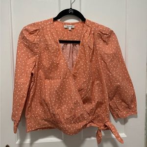 Madewell Wrap Top | Coral Stars, size small
